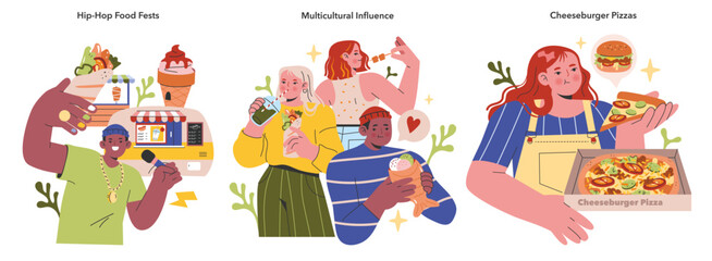 Multicultural influence set showcases Vector illustration.