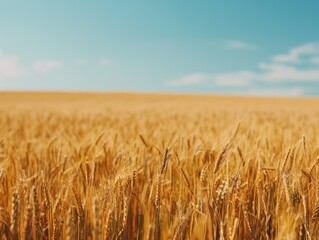Obraz premium Golden Fields: A Symphony of Wheat Beneath Azure Skies