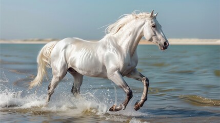 Obraz premium white horse running