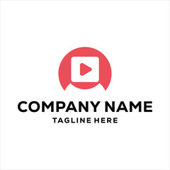 Abstract People Logo. Geometric Shape,play icon with Human Icon inside isolated on White Background, Vector Logo Design.