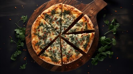 Turkish oriental pizza pide with cheese and spinach