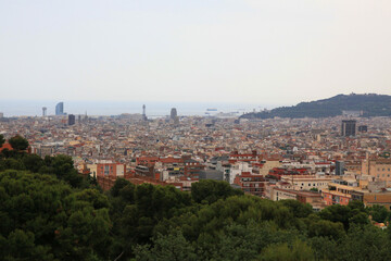Fototapeta na wymiar Barcelona, Spain, view of the city from the mountain