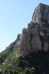 Naklejka premium Old and small church on top of mountain Montserrat near Barcelona, Catalonia, Spain