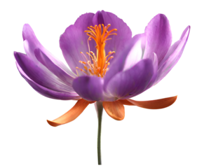 Zoomed-in perspective of solitary purple saffron blossom Jacob's Ladder (Polemonium caeruleum). Flower Closeu