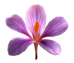 Zoomed-in perspective of solitary purple saffron blossom Jacob's Ladder (Polemonium caeruleum). Flower Closeu