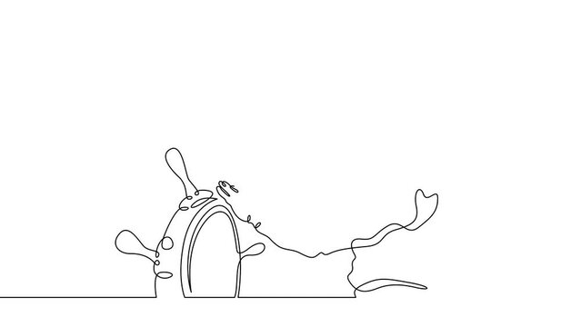 Animation drawing continuous one drawn line. The ship's captain is at the helm. An officer controls a sea vessel. A bearded sailor in a uniform and cap.