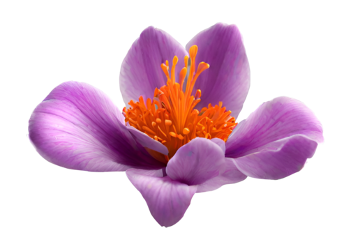 Zoomed-in perspective of solitary purple saffron blossom Jacob's Ladder (Polemonium caeruleum). Flower Closeu