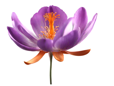 Zoomed-in perspective of solitary purple saffron blossom Jacob's Ladder (Polemonium caeruleum). Flower Closeu