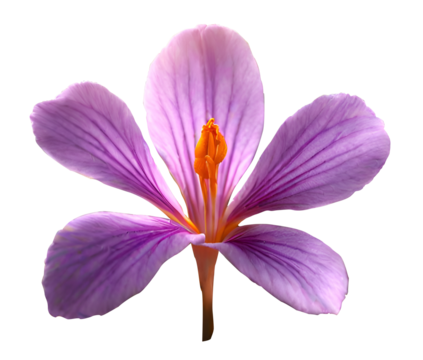 Zoomed-in perspective of solitary purple saffron blossom Jacob's Ladder (Polemonium caeruleum). Flower Closeu