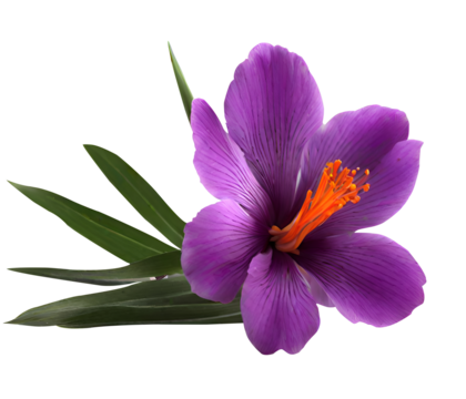 Zoomed-in perspective of solitary purple saffron blossom Jacob's Ladder (Polemonium caeruleum). Flower Closeu