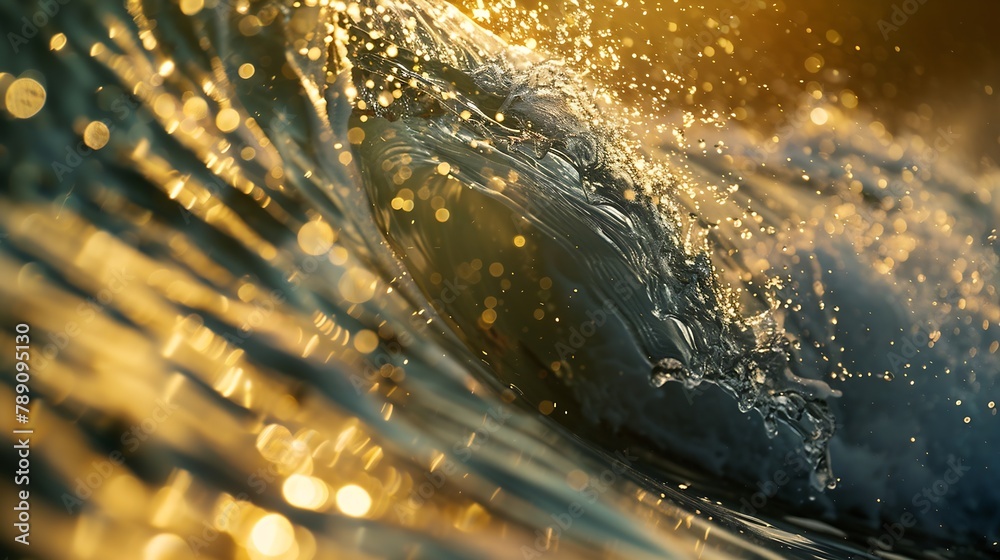Poster sea wave close up low angle view : generative ai