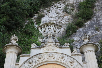 sculpture in Santa Maria De Montserrat, Barcelona, Spain - obrazy, fototapety, plakaty