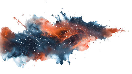 Cosmic black and orange paint splashes isolated on transparent background, PNG, Ai