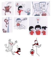 ことわざ二色カットイラスト集