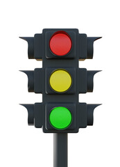 Traffic light on transparent background, red color light,yellow color light,green color light, Traffic light for traffic concept.