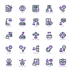 Hiring Process icon pack for your website, mobile, presentation, and logo design. Hiring Process icon dual tone design. Vector graphics illustration and editable stroke.