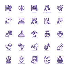 Hiring Process icon pack for your website, mobile, presentation, and logo design. Hiring Process icon basic line gradient design. Vector graphics illustration and editable stroke.