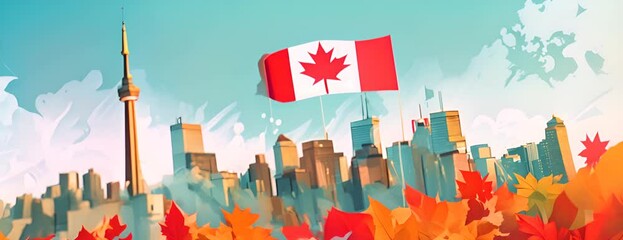 Happy Canada day greeting card 4K Video