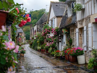 Fototapeta na wymiar Quaint Charm: Colorful Streets and Charming Cottages of the Countryside
