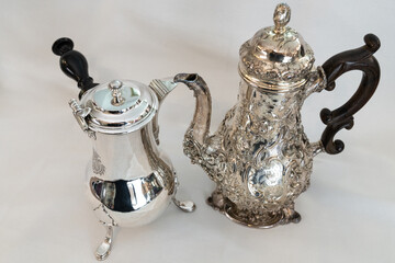 silver and teapot