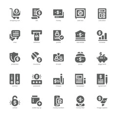 Banking Service icon pack for your website, mobile, presentation, and logo design. Banking Service icon glyph design. Vector graphics illustration and editable stroke.