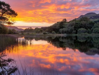 Obraz premium Tranquil Lakes: Reflections of Dusk