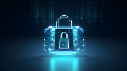 Digital security lock and key technology illustration, representing the concept of privacy and safety online.