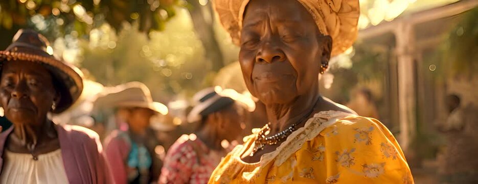African American granny leading juneteenth celebration 4K Motion