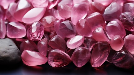 Pink Abstract Background with Crystals and Stones. Aesthetic Design Concept. Crystal SPA and Healing Concept
