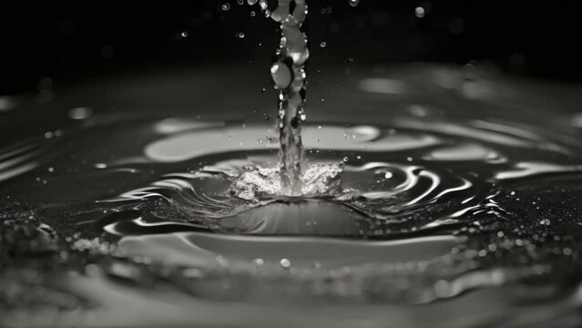 Rhythmic Ripple Symphony: Water Droplet Dance. Concept Water Droplets, High-Speed Photography, Liquid Motion Art