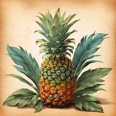 pineapple on parchment paper background