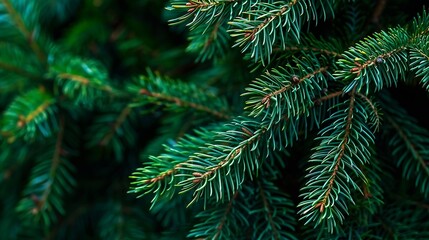 green branches of a pine tree closeup short needles of a coniferous tree closeup on a green background texture of needles of a Christmas tree closeup : Generative AI