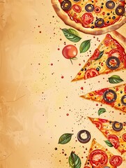 Colorful Pizza Concept Vibrant Gourmet Food Design for Tempting Marketing Campaigns