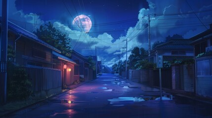 Fototapeta premium Mood in Cinematic Cartoon Anime Style Environment Background