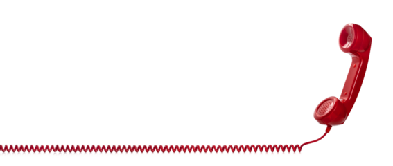 Red, retro telephone handset isolated on transparent background