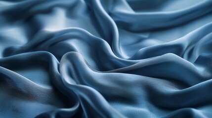 Shaped greyblue textile as background Waved blue fabric closeup : Generative AI