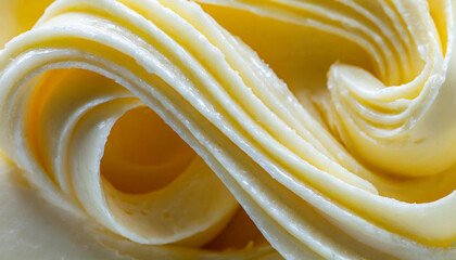 butter surface with curl. macro photo of butter texture - obrazy, fototapety, plakaty
