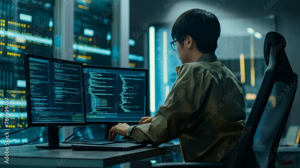 Poster A technical specialist programmer is focused on improving information storage and security systems, introducing new solutions and technologies to prevent data loss and security breaches.