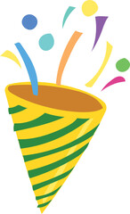 Party popper illustration on transparent background.
