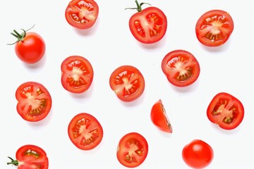 top view tomatoes white background