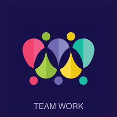 Creative teamwork logo. Uniquely designed color transitions. Company and workplace logo template vector.