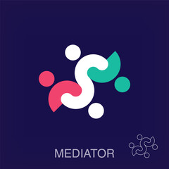 Creative people mediator shape logo. Company and customer logo template vector.
