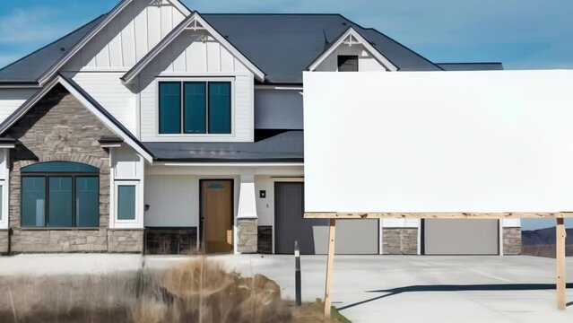 Eyecatching blank mockup of a New Construction yard sign to showcase a newly built home. .
