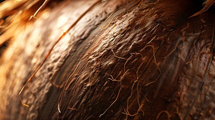 Closeup shot of a mature coconut : Generative AI - obrazy, fototapety, plakaty