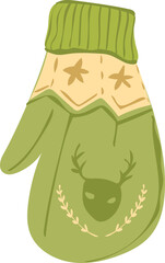 Christmas glove cartoon on a transparent background.