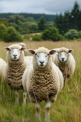 Fototapeta premium Sheep on the farm. Farm animals. Agriculture and animal husbandry. Wool and milk production