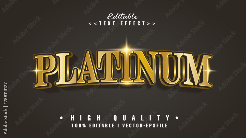 Wall mural editable gold platinum text effect