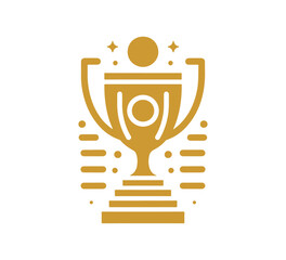 Golden Trophy cup award champions flat simple icon