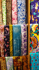 Bali March 2024 - Colorful sarongs on sale in the markets in Bali, Indonesia. - obrazy, fototapety, plakaty
