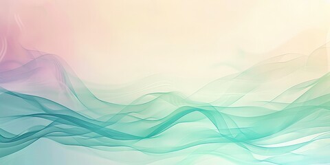 A blue and green wave pattern with a white background. The image has a calming and serene mood - obrazy, fototapety, plakaty